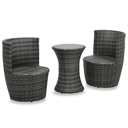 Set da Bistrot 3 pz con Cuscini in Polyrattan Grigio | homemem39