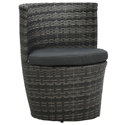 Set da Bistrot 3 pz con Cuscini in Polyrattan Grigio | homemem39