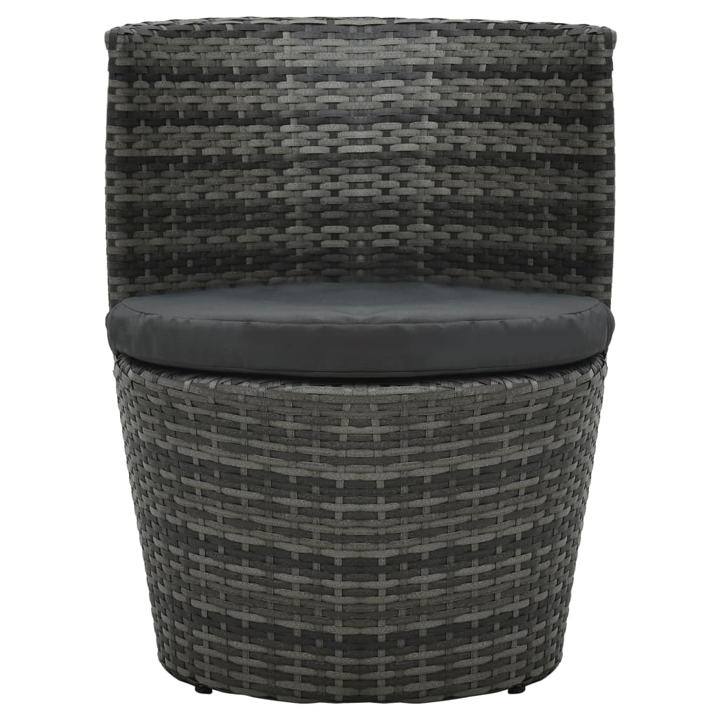 Set da Bistrot 3 pz con Cuscini in Polyrattan Grigio | homemem39