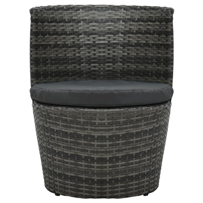 Set da Bistrot 3 pz con Cuscini in Polyrattan Grigio | homemem39