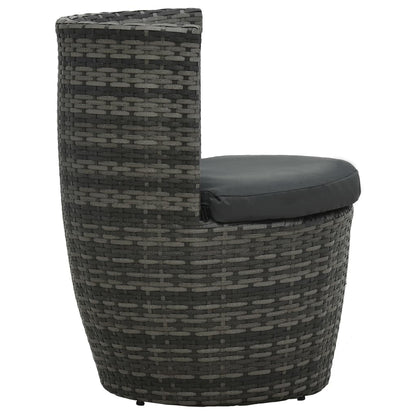 Set da Bistrot 3 pz con Cuscini in Polyrattan Grigio | homemem39