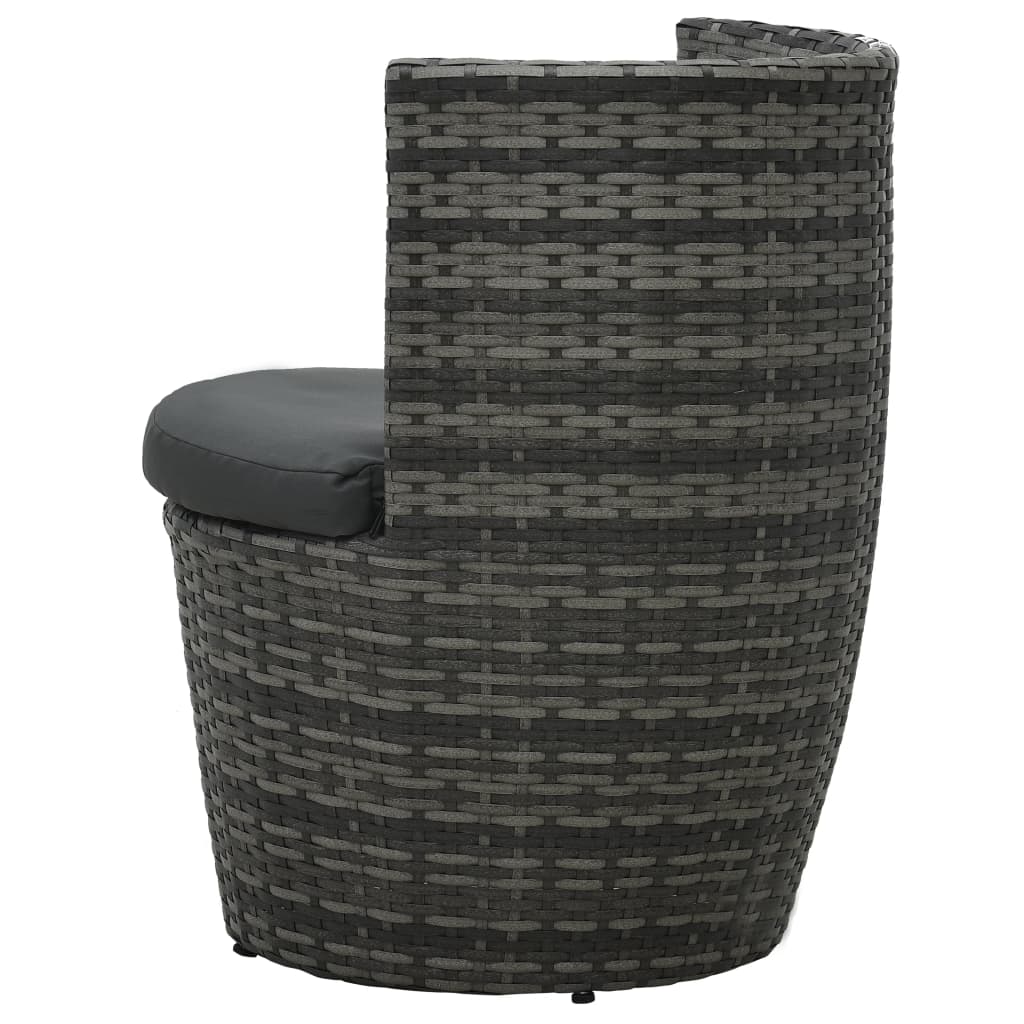 Set da Bistrot 3 pz con Cuscini in Polyrattan Grigio | homemem39