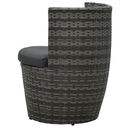 Set da Bistrot 3 pz con Cuscini in Polyrattan Grigio | homemem39