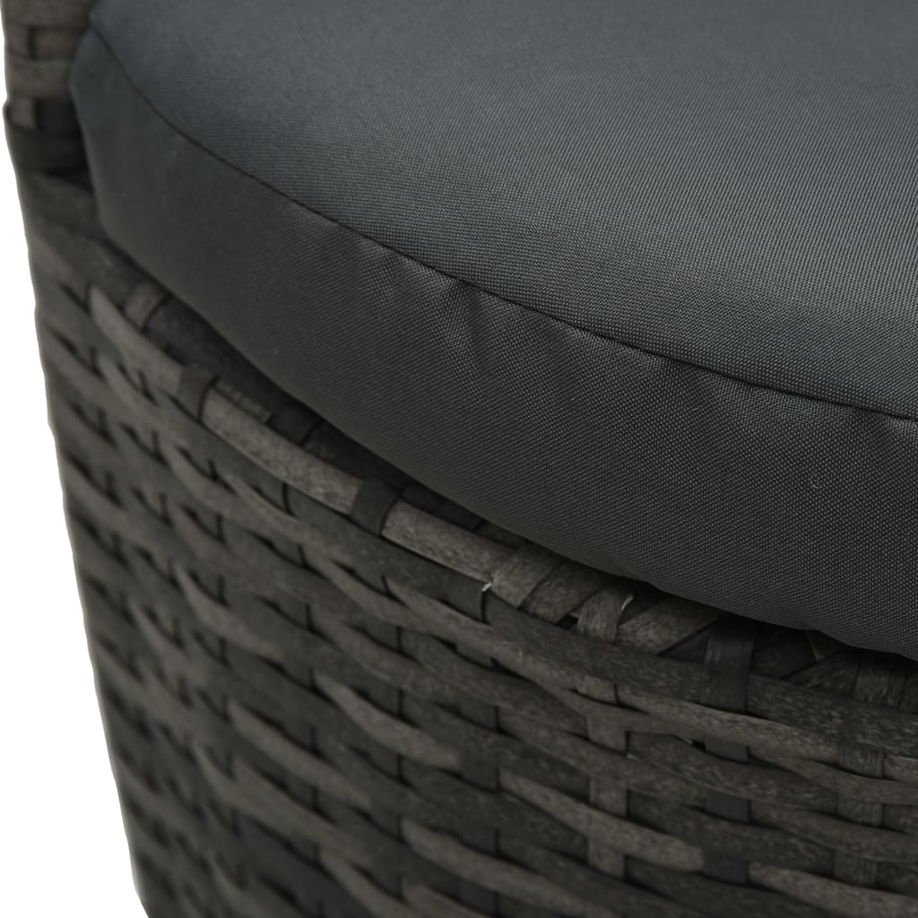 Set da Bistrot 3 pz con Cuscini in Polyrattan Grigio | homemem39