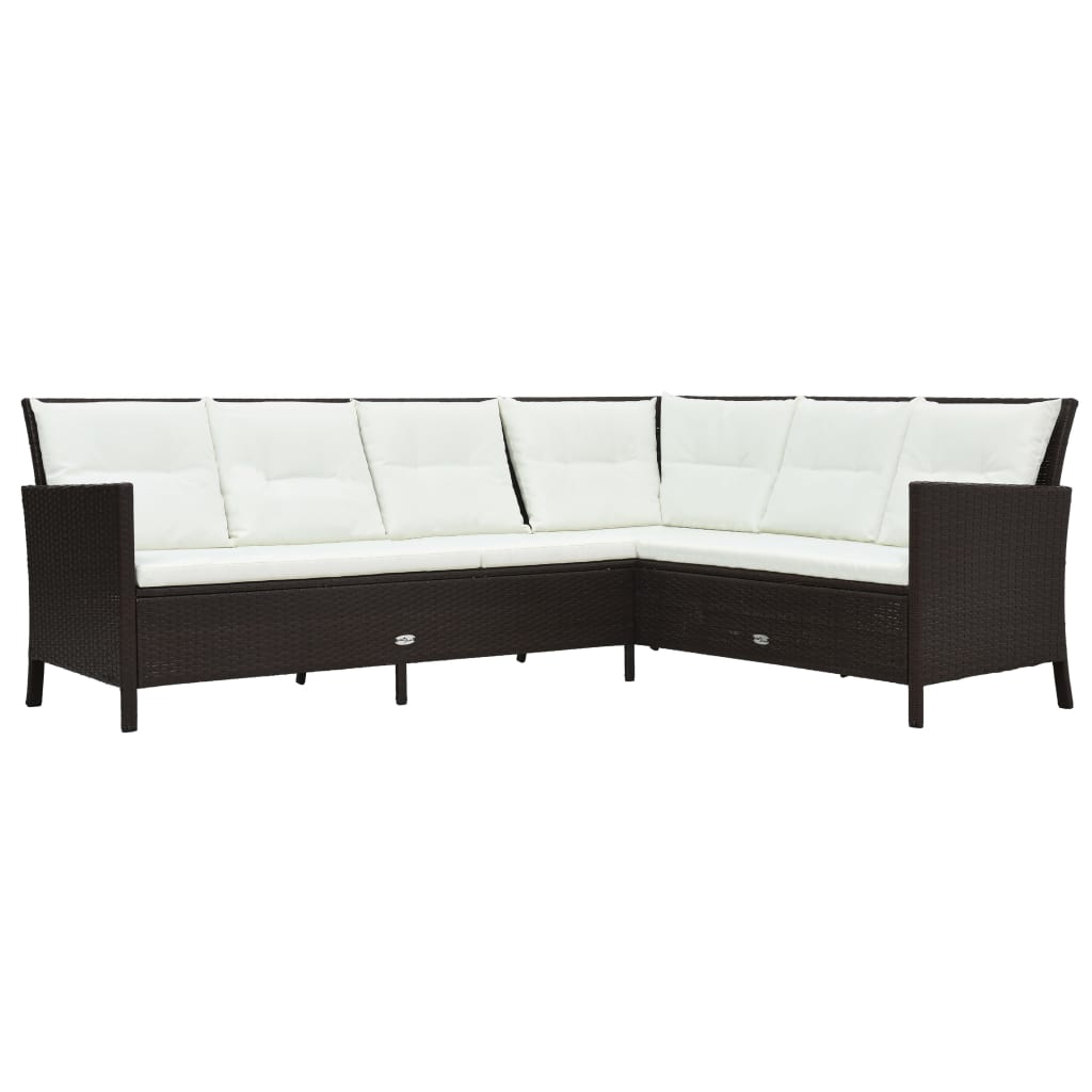 Set Divani da Giardino 3 pz con Cuscini in Polyrattan Marrone | homemem39