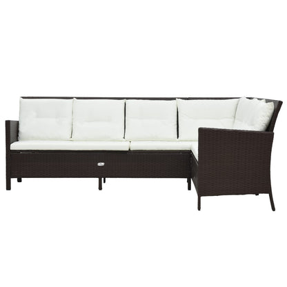 Set Divani da Giardino 3 pz con Cuscini in Polyrattan Marrone | homemem39