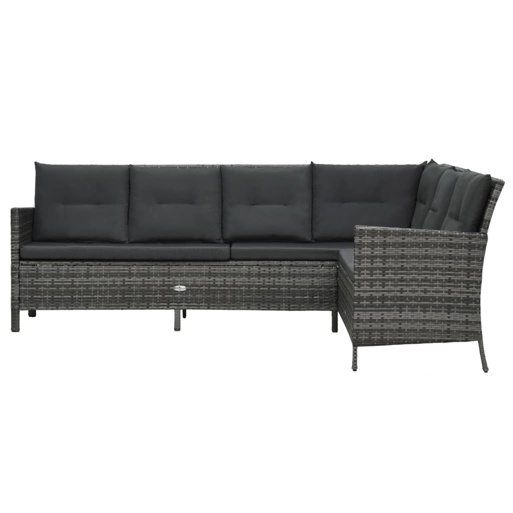 Set Divani da Giardino 3 pz con Cuscini in Polyrattan Grigio | homemem39