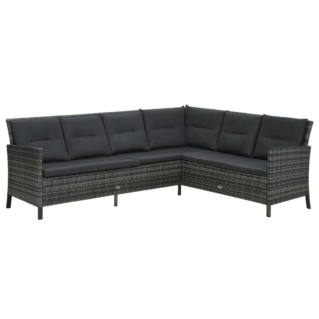 Set Divani da Giardino 3 pz con Cuscini in Polyrattan Grigio | homemem39
