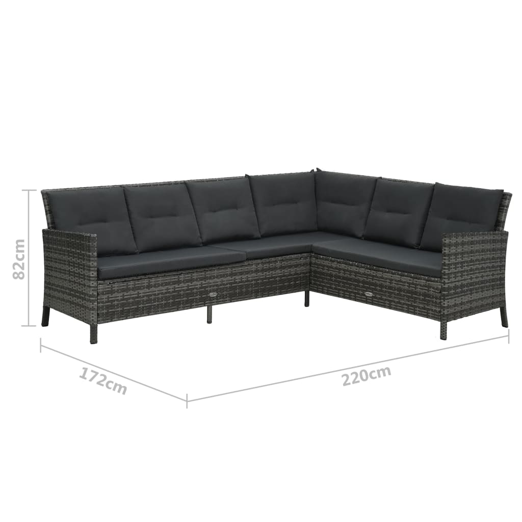 Set Divani da Giardino 3 pz con Cuscini in Polyrattan Grigio | homemem39