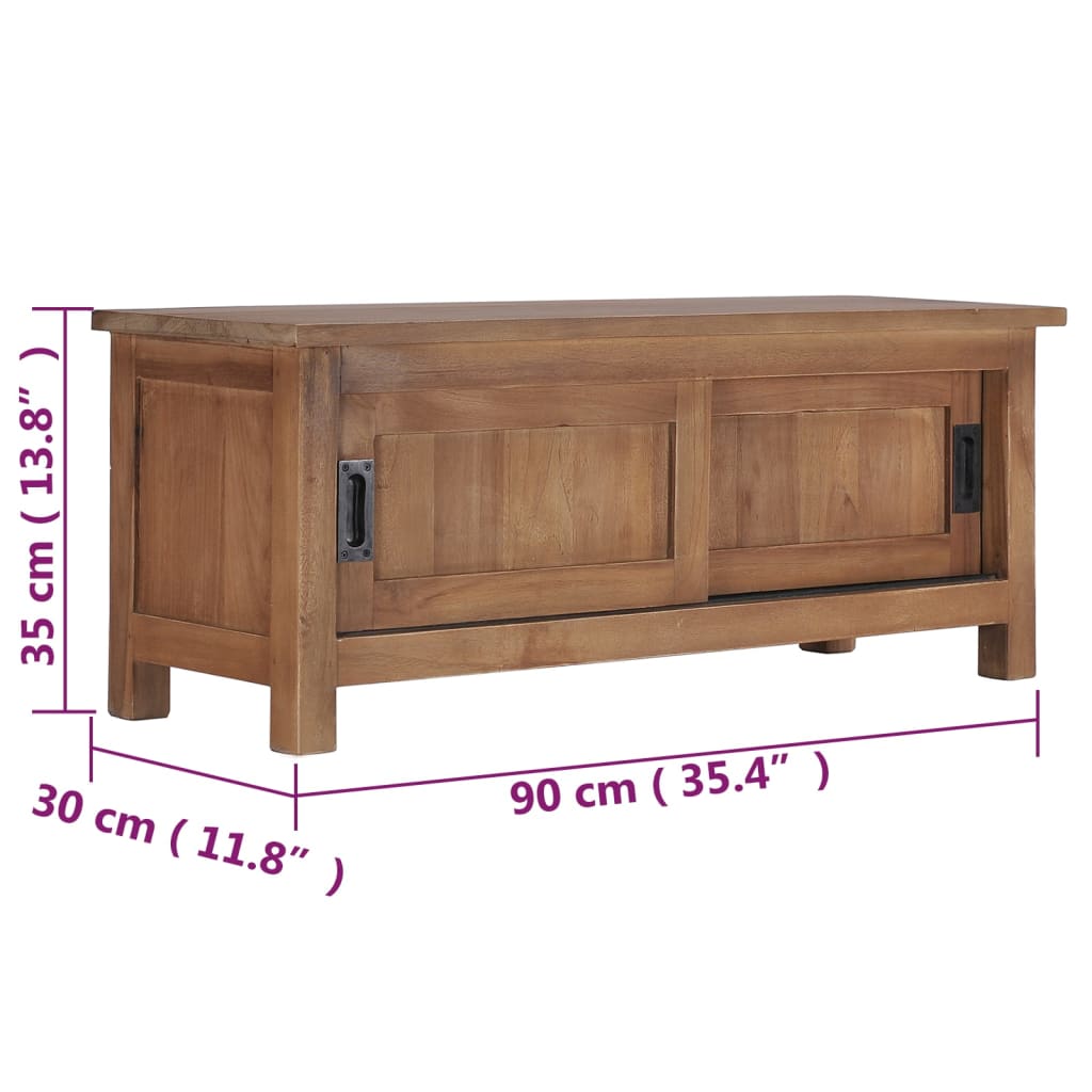 Mobile Porta TV 90x30x35 cm in Legno Massello di Teak - homemem39