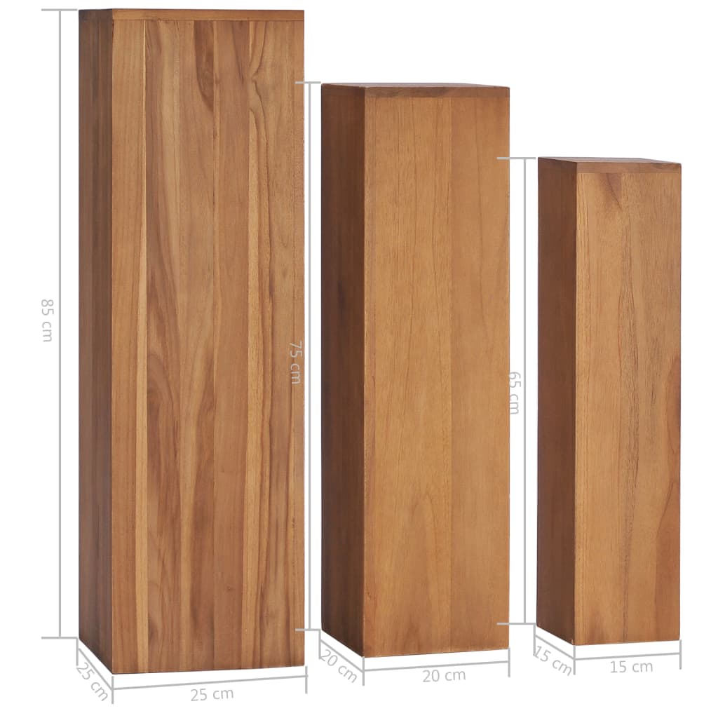 Set di Piedistalli per Piante 3 pz in Legno Massello di Teak | homemem39