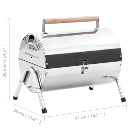 Barbecue da Tavolo Portatile in Acciaio Inox con Doppia Griglia