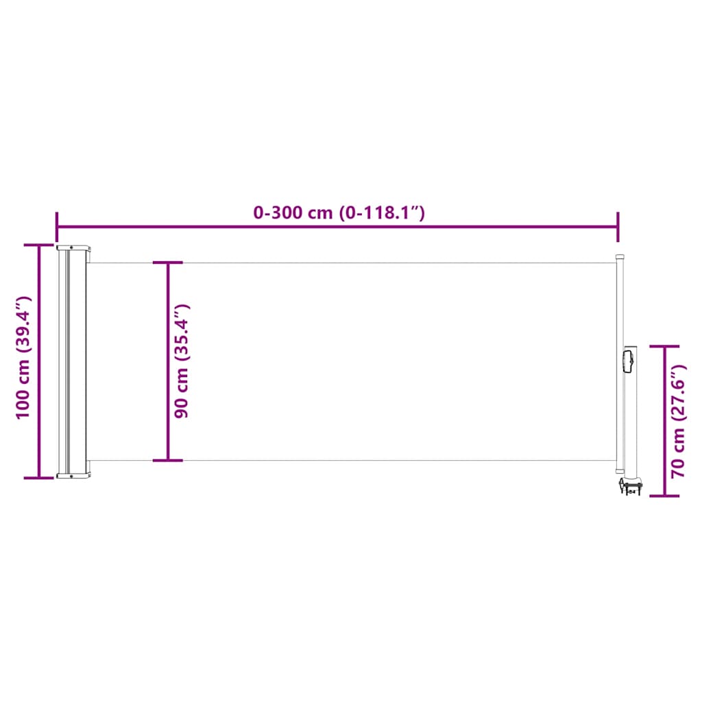 Tenda Laterale Retrattile per Patio 100x300 cm Blu