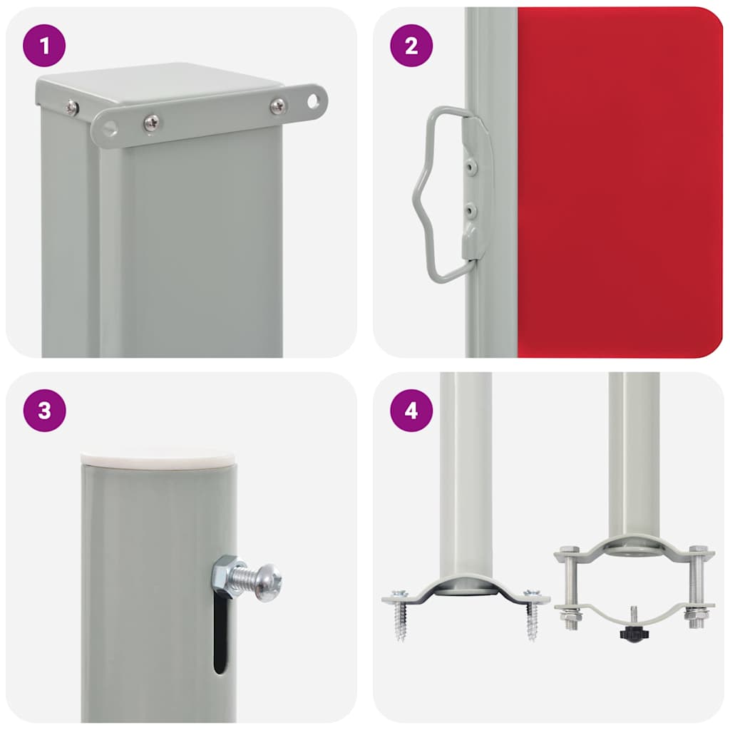 Tenda Laterale Retrattile per Patio 100x300 cm Rossa