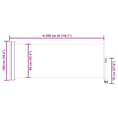 Tenda Laterale Retrattile per Patio 100x300 cm Rossa