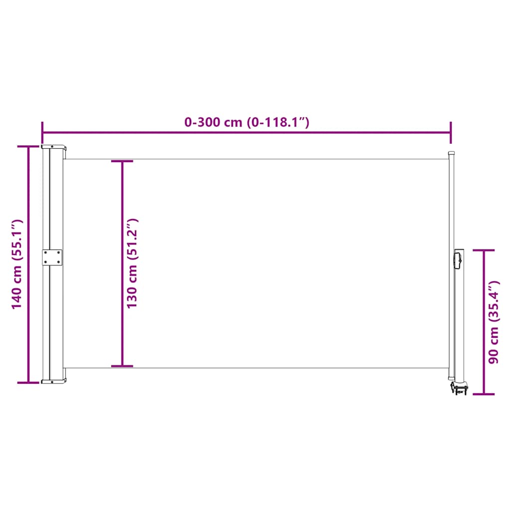 Tenda da Sole Laterale Retrattile per Patio 140x300cm Marrone