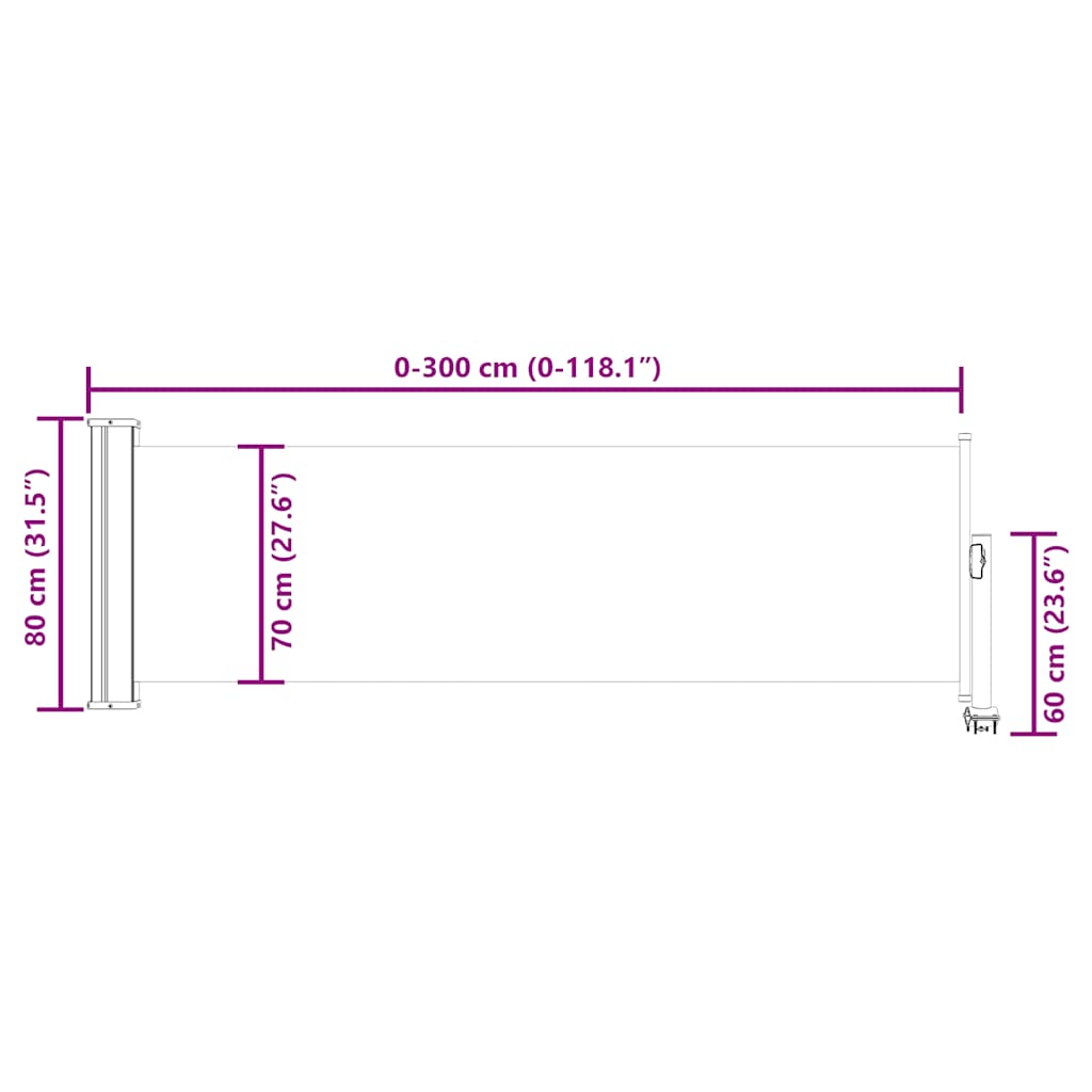 Tenda Laterale Retrattile per Patio 80x300 cm Crema