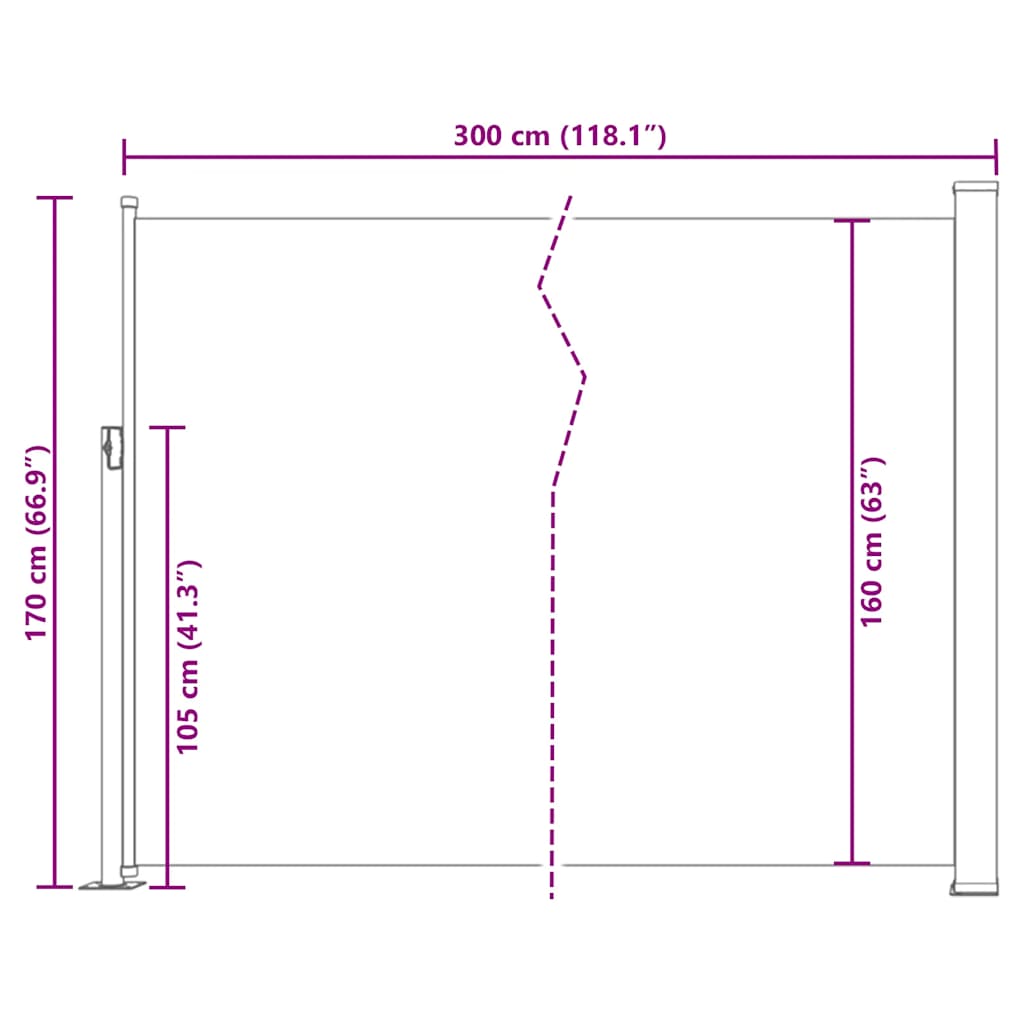 Tenda Laterale Retrattile per Patio 170x300 cm Blu - homemem39