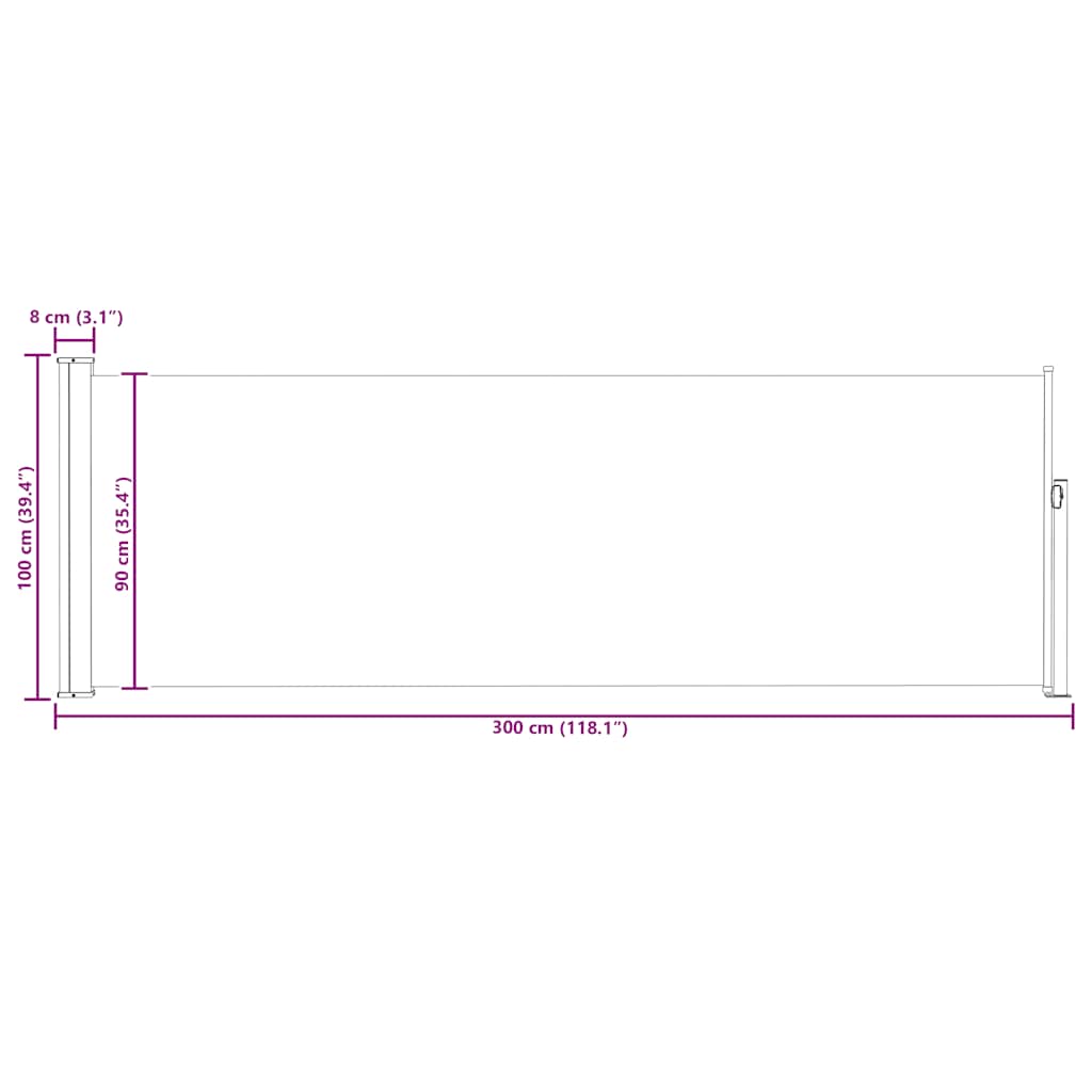 Tenda Laterale Retrattile per Patio 100x300 cm Crema