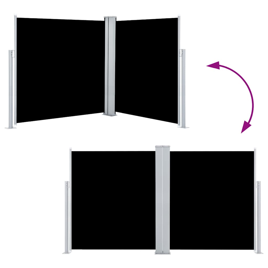 Tenda da Sole Laterale Retrattile Nera 140x600 cm - homemem39