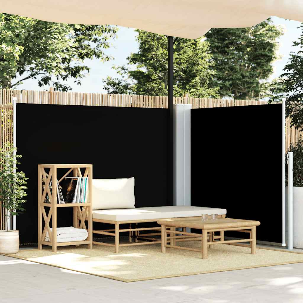 Tenda da Sole Laterale Retrattile Nera 140x600 cm - homemem39