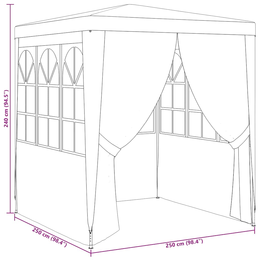 Gazebo Professionale con Pareti 2,5x2,5 m Bianco 90 g/m² - homemem39