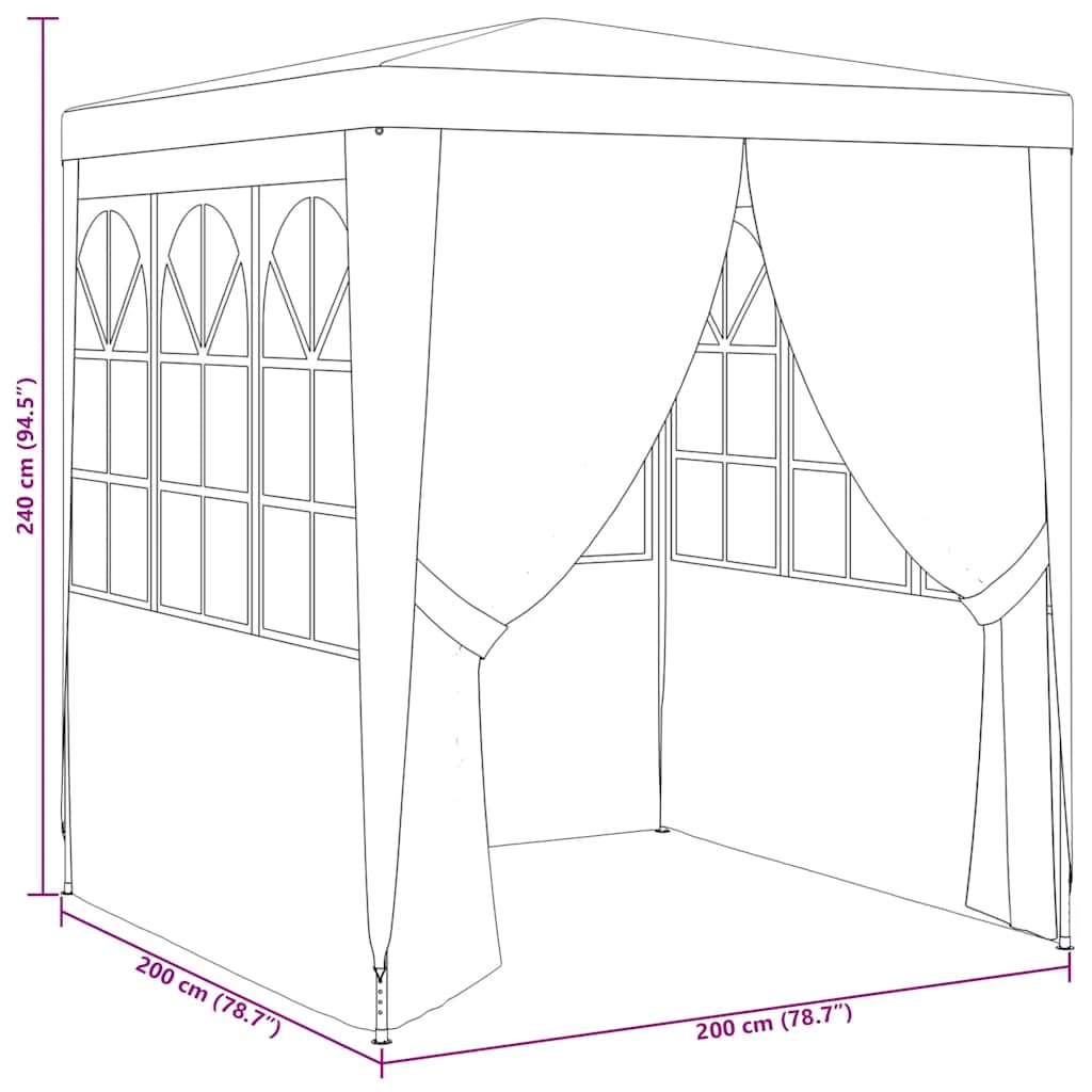 Gazebo Professionale con Pareti 2x2 m Antracite 90 g/m² | homemem39