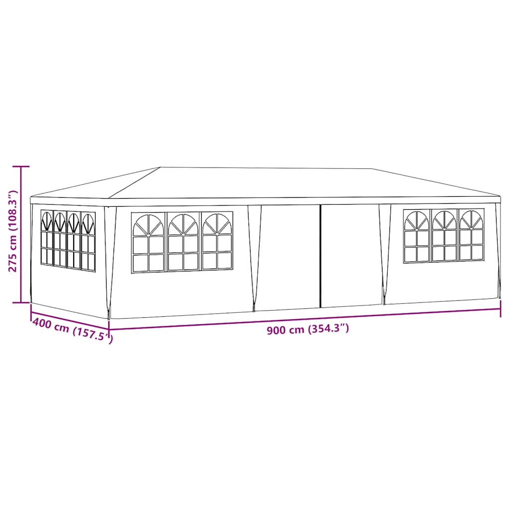 Gazebo Professionale con Pareti 4x9 m Antracite 90 g/m² | homemem39