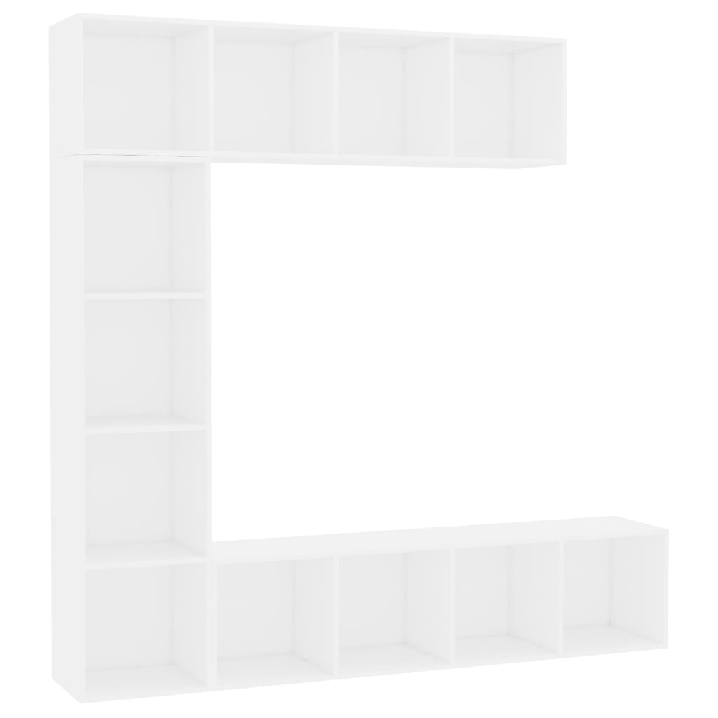 Set Mobili Libreria/Porta TV 3 pz Bianco 180x30x180 cm