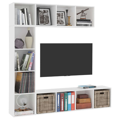 Set Mobili Libreria/Porta TV 3 pz Bianco 180x30x180 cm