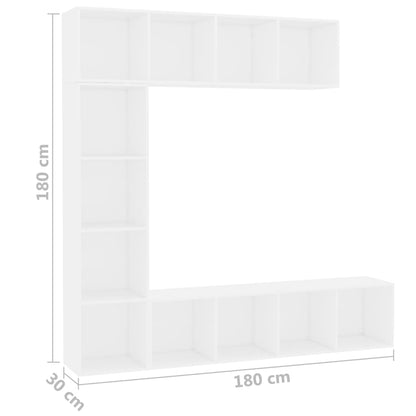 Set Mobili Libreria/Porta TV 3 pz Bianco 180x30x180 cm