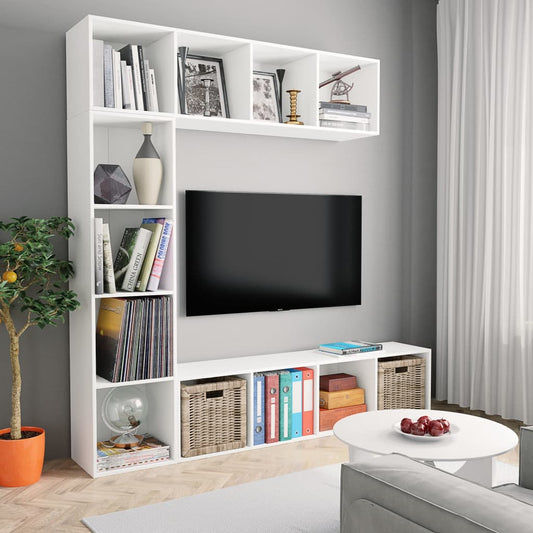 Set Mobili Libreria/Porta TV 3 pz Bianco 180x30x180 cm