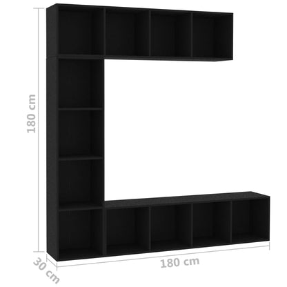 Set Mobili Libreria/Porta TV 3 pz Nero 180x30x180 cm - homemem39