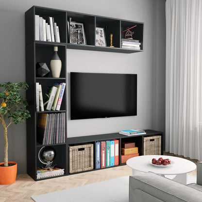 Set Mobili Libreria/Porta TV 3 pz Nero 180x30x180 cm - homemem39