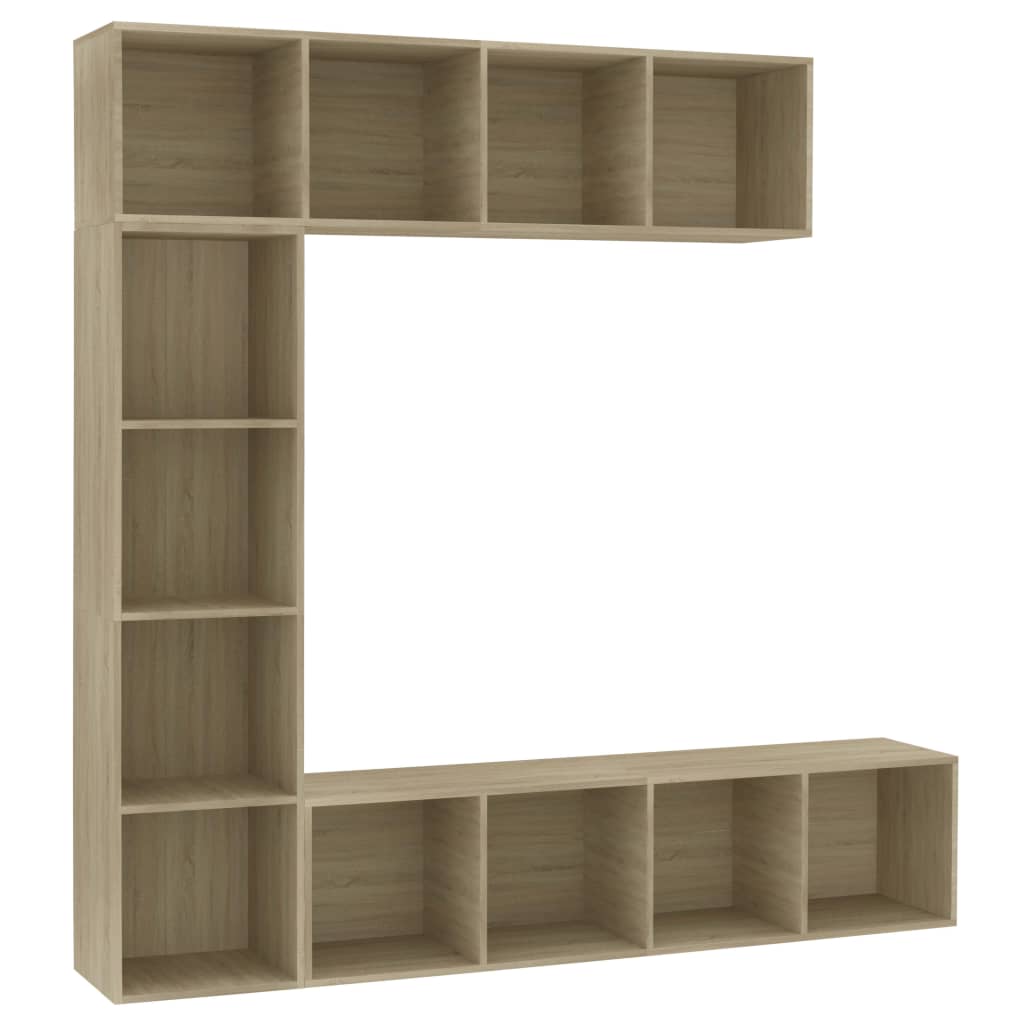 Set Mobili Libreria/Porta TV 3 pz Rovere Sonoma 180x30x180 cm