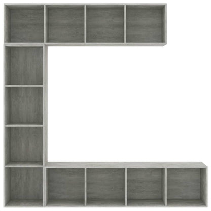 Set Mobili Libreria/Porta TV 3 pz Grigio Cemento 180x30x180 cm