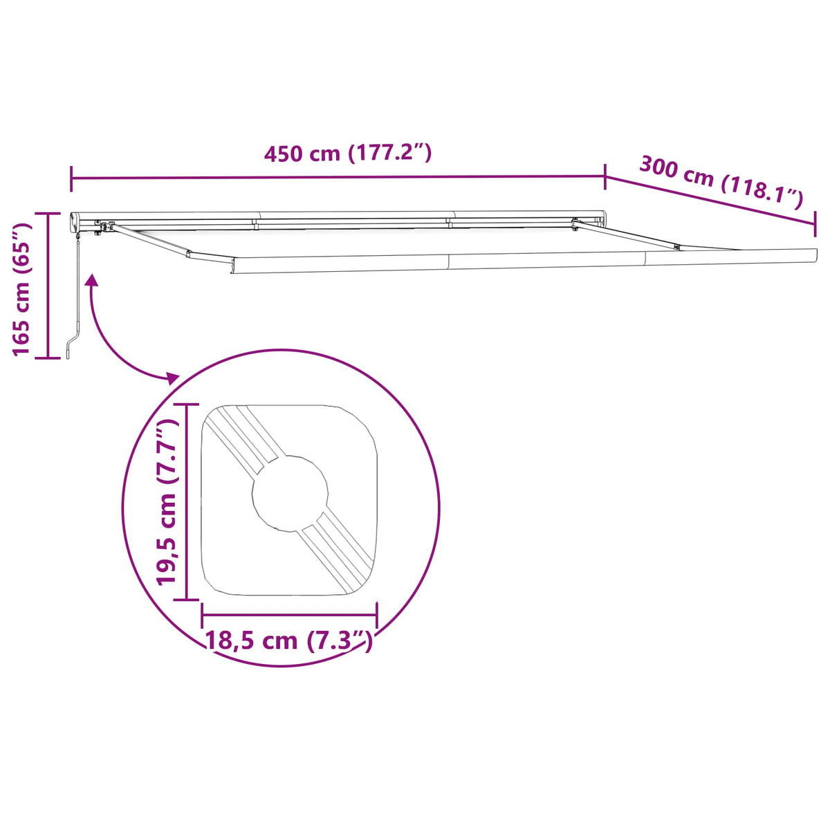 Telaio di tenda manuale 4,5 x 3 m Bianco