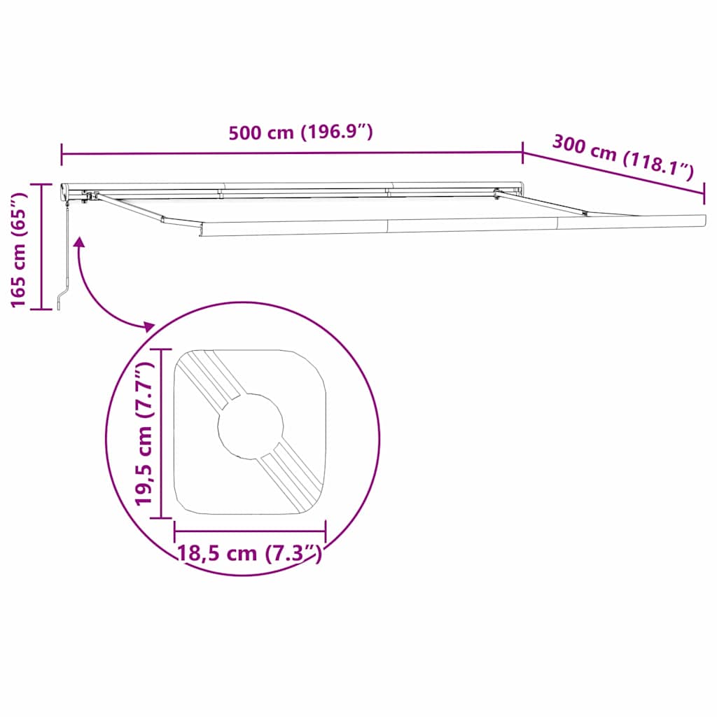 Tenda da Sole Bianco 5 x 3 m Metallo - homemem39