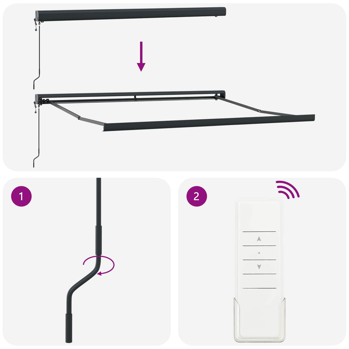 Struttura della tenda Antracite 350 x 250 cm Alluminio