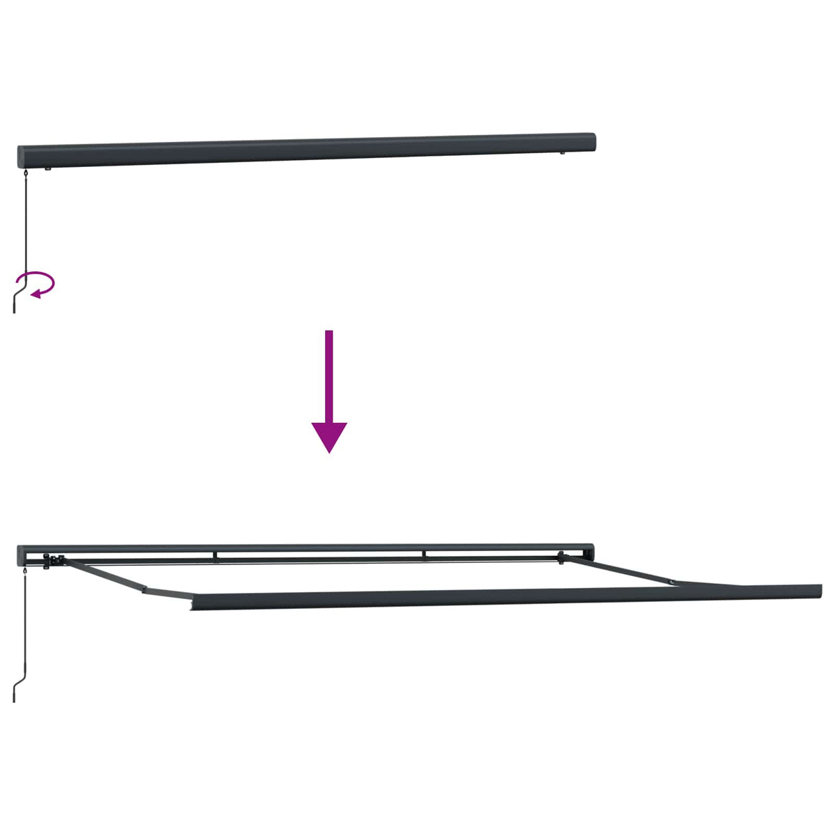Telaio di tenda manuale 5 x 3 m Antracite