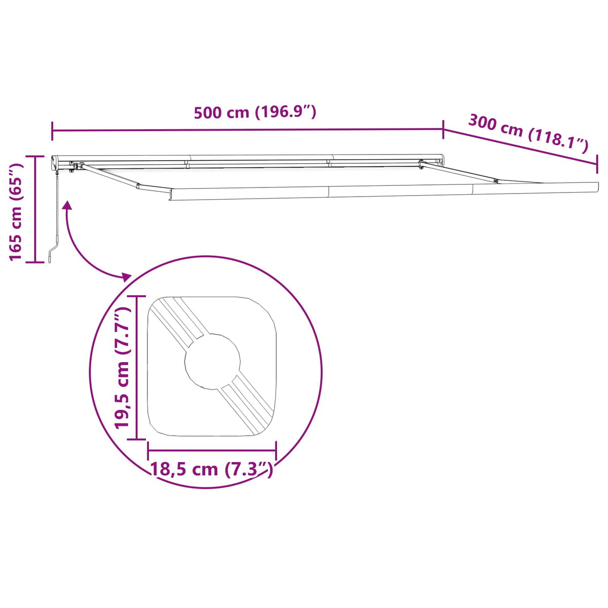 Telaio di tenda manuale 5 x 3 m Antracite