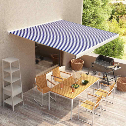 Tendone Parasole in Tela Blu e Bianco 350x250 cm - homemem39