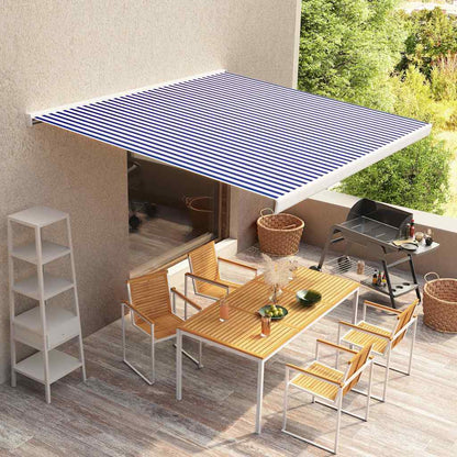Tendone Parasole in Tela Blu e Bianco 400x300 cm - homemem39
