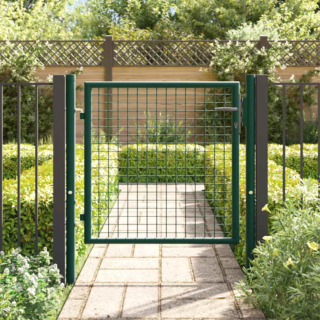 Cancello per Recinzione in Acciaio 100x75 cm Verde | homemem39