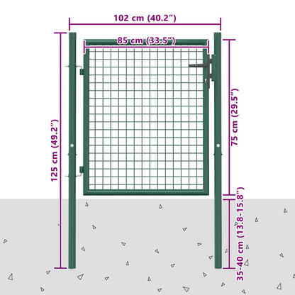 Cancello per Recinzione in Acciaio 100x75 cm Verde | homemem39