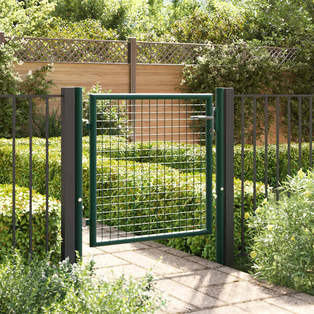 Cancello per Recinzione in Acciaio 100x75 cm Verde | homemem39