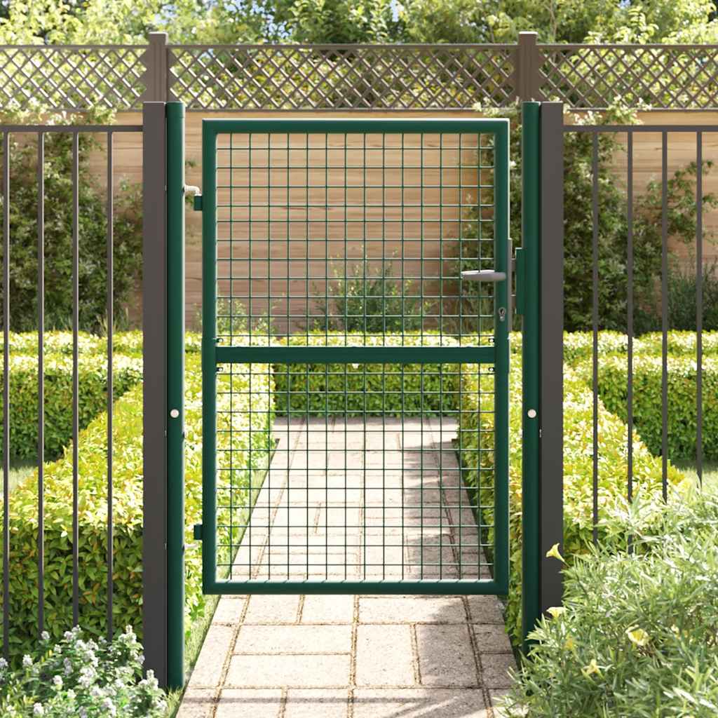 Cancello per Recinzione in Acciaio 100x125 cm Verde - homemem39