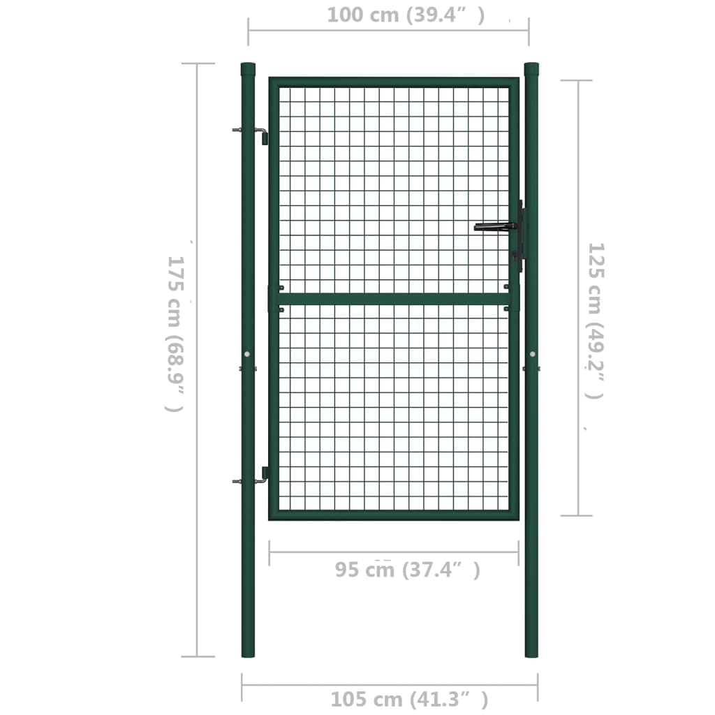 Cancello per Recinzione in Acciaio 100x125 cm Verde - homemem39