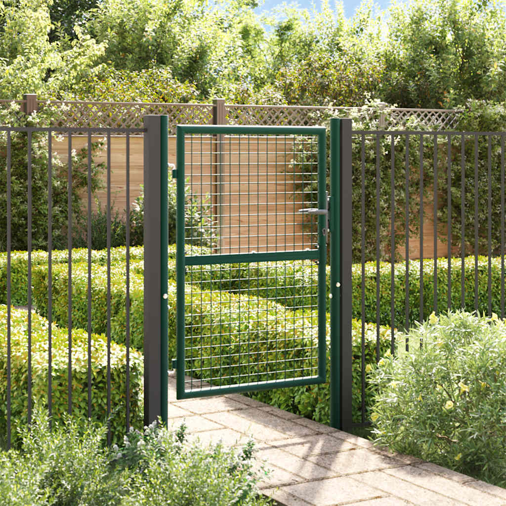 Cancello per Recinzione in Acciaio 100x125 cm Verde | homemem39