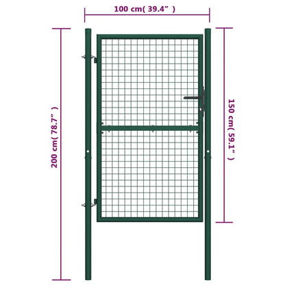 Cancello per Recinzione in Acciaio 100x150 cm Verde - homemem39